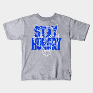 Stay Hungry Racer Blue and White Kids T-Shirt